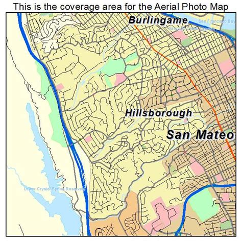 Aerial Photography Map of Hillsborough, CA California