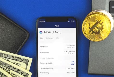 Premium Photo | Aave aave cryptocurrency coin growth chart on the ...