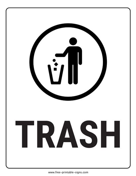 Printable Trash Sign – Free Printable Signs