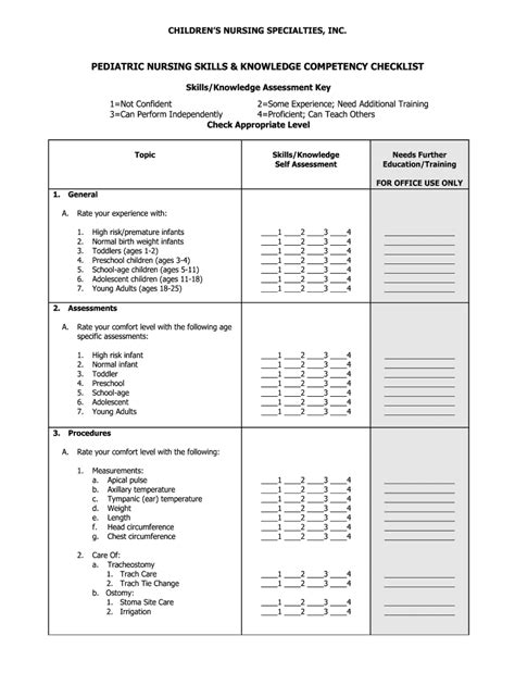 Pediatric nursing skills checklist: Fill out & sign online | DocHub