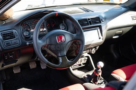 Black and Red Interior of the Japanese Sports Car Honda Civic EK Sixth Generation Editorial ...