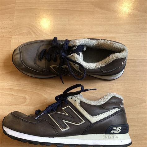 NEW BALANCE 574 BROWN/NAVY SIZE 8 brown new... - Depop