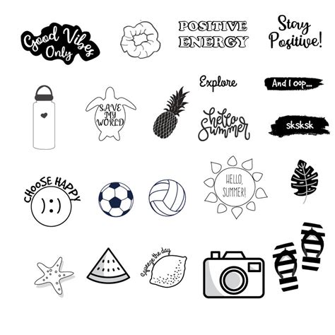 Aesthetic Printable Black And White Stickers