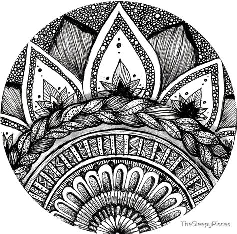 "hand drawn half mandala in circle" by TheSleepyPisces | Redbubble