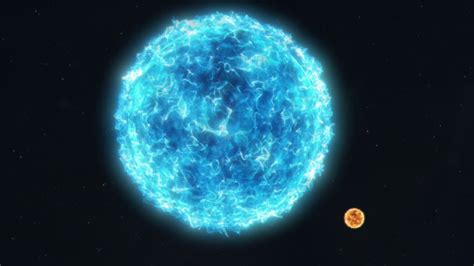 Premium stock video - Size comparison of the sun and a much larger star such as canis majoris ...