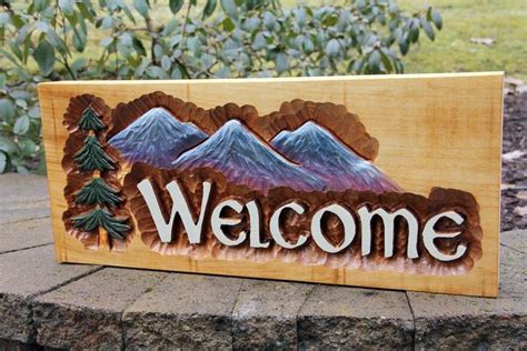 Wood Carved Welcome Sign Hand Carved Signs Cabin Signs | Etsy in 2020 | Hand carved wood signs ...