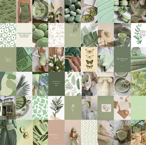 Photo Wall Collage Kit Mint Sage Green Aesthetic set of 77 | Etsy