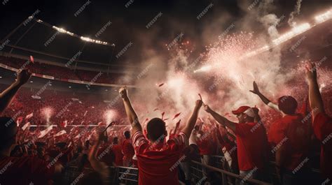 Premium AI Image | A large Crowd celebrating winning moment of their ...