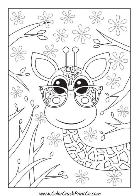 8 Pages Animals With Glasses Coloring Book Pages Bundle 3 Download and Print Yourself - Etsy