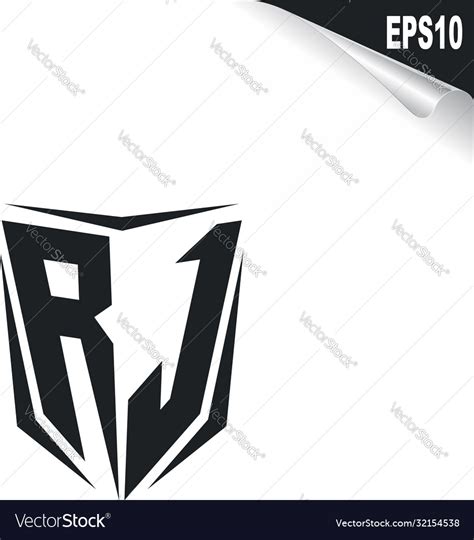 Initial rj logo design with shield style Vector Image