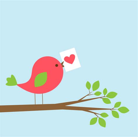 Cute bird with Valentine card on branch 588650 Vector Art at Vecteezy