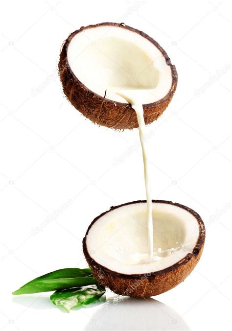 Coconut with coconut milk isolated on white — Stock Photo © belchonock ...