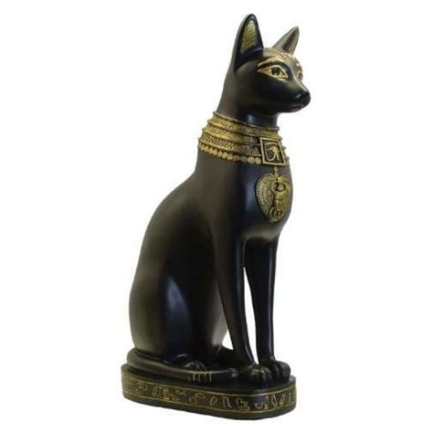 Bastet Egyptian Cat Goddess Black and Gold Statue