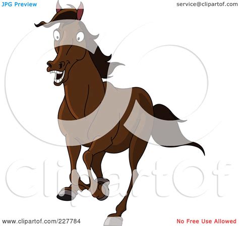 Royalty-Free (RF) Clipart Illustration of a Scared Brown Horse Running by yayayoyo #227784