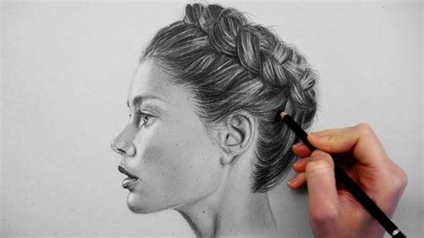 Timelapse | Drawing, shading and blending a realistic profile portrait ...