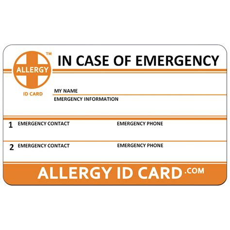 Allergy ID Card - In Case of Emergency - Walmart.com - Walmart.com