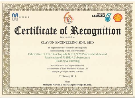 Ideas For Safety Recognition Certificate Template About Letter With ...