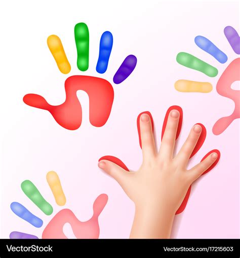 Baby hand with prints Royalty Free Vector Image