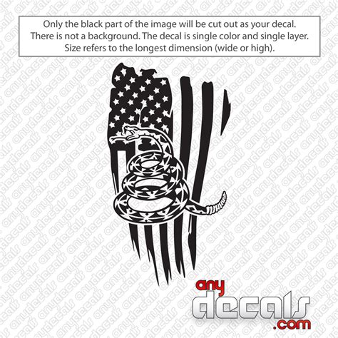 Don't Tread On Me Distressed American Flag Decal Sticker - AnyDecals.com