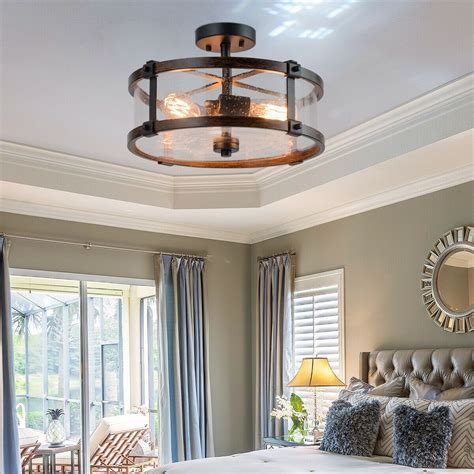 3-Light Living Room Retro Flush Mount Ceiling Light in 2020 | Living room lighting, Ceiling ...