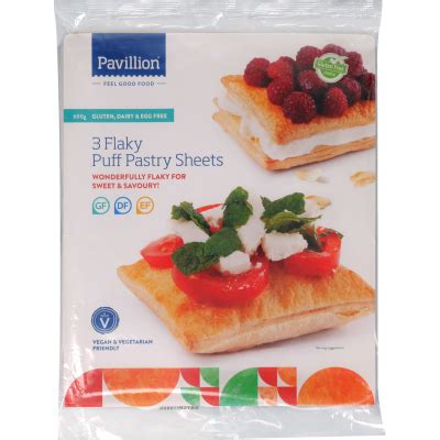 Pavillion Gluten Dairy & Egg Free 3 Flaky Puff Pastry Sheets 600g | Chilled, Frozen & Desserts ...