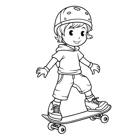 Kids Skateboard Coloring Pages Boy Riding A Skateboard On His ...