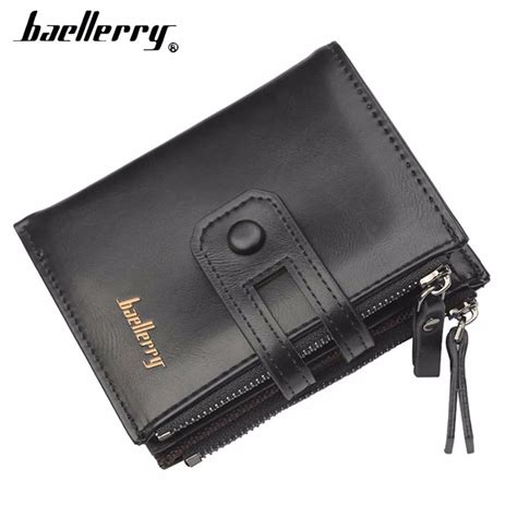 2019 Baellerry Men Wallets Leather Double Zipper Card Holder Short Male Purse Coin Pocket ...