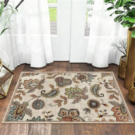 Morebes Vintage Floral Small Kitchen Rug,2x3 Rug Non Slip, Washable Paisley Design Door Rugs for ...