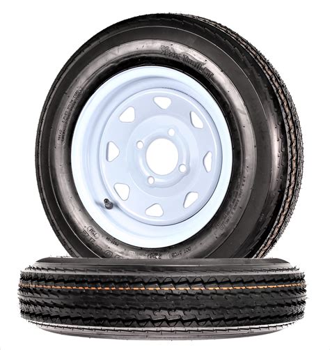 2-Pack Trailer Tires On White Wheel Rims 530-12 5.30-12 5.30 x 12 Load ...