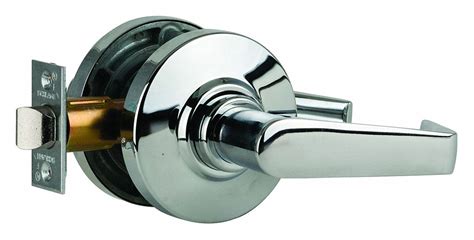 SCHLAGE Lever, Electrical/Mechanical, Heavy Duty, Not Keyed, Bright Chrome, 2 3/4 in Backset ...