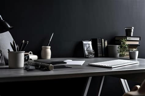 Premium AI Image | A close up of a modern workspace with office supplies and copy space is seen ...