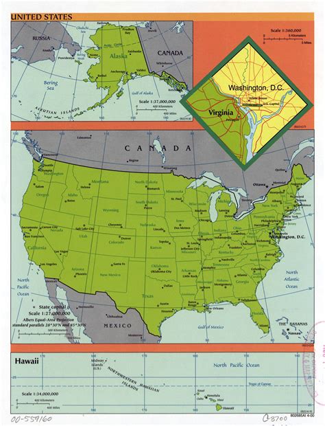 Large scale political and administrative map of the USA with major ...