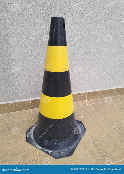 Traffic Cones. Black Highway Traffic Cone with Yellow Stripes. Stock Image - Image of cone ...