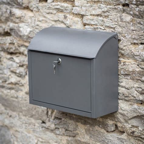 CKB LTD® Post Box Wall Mounted Lockable Secure Mail Storage in Charcoal Steel Large Metal ...