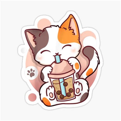 "Cat Boba Tea Bubble Tea Anime Kawaii Neko" Sticker for Sale by ...