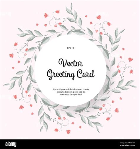 Vector greeting card with blooming vignettes, colorful flowers, twigs, leaves. Postcard template ...