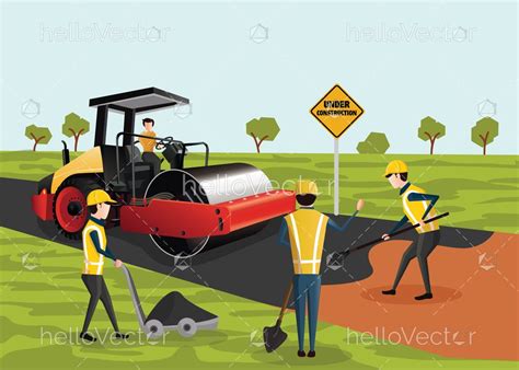 Road Construction Vector - The process of building a new road. Road ...