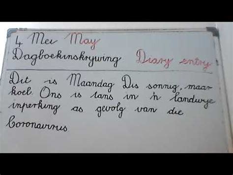 Gr 3 Dagboekinskrywing Diary entry - YouTube