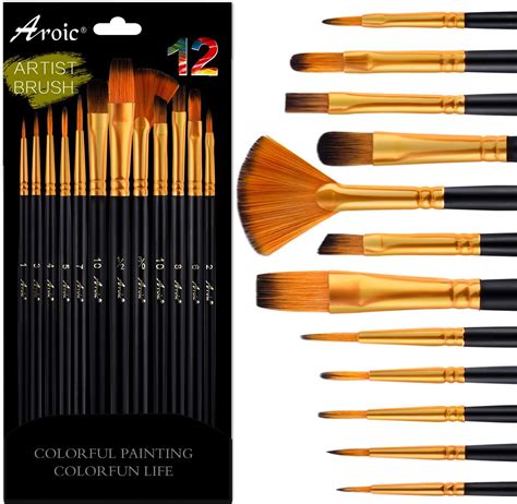 Amazon.com: Acrylic Paint Brush Set, 1 Packs / 12 PCS Nylon Hair ...