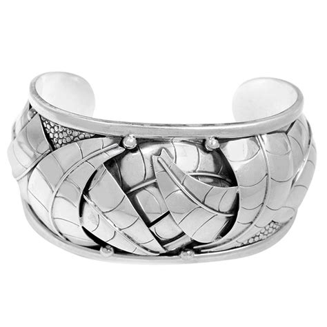 Large Sterling Silver Cuff Bracelet with Intricate Design at 1stDibs | large silver cuff bracelet