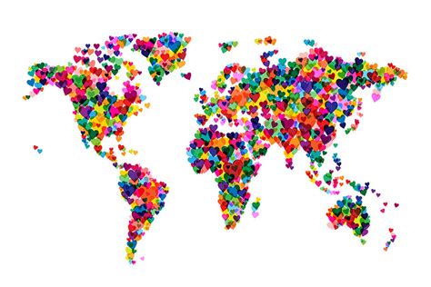 Love Hearts Map of the World Map Digital Art by Michael Tompsett - Pixels