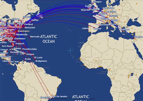 US Airways route map - international routes