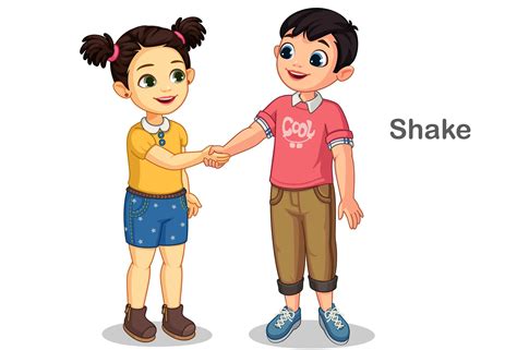 Cartoon Kids Shaking Hands