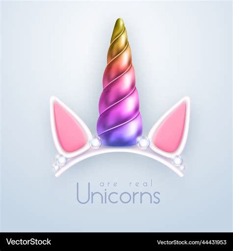 3d realistic rainbow unicorn horn Royalty Free Vector Image