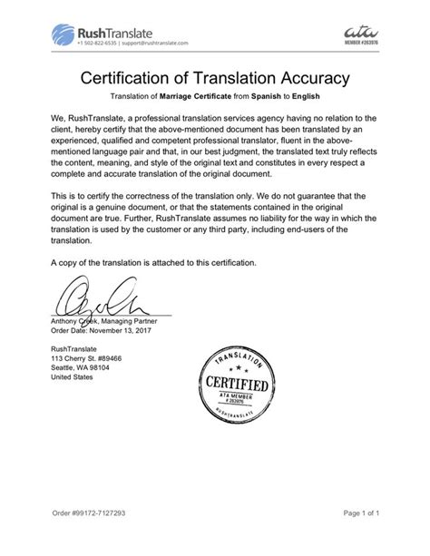 Certified Translation Services - RushTranslate | Certificate templates ...