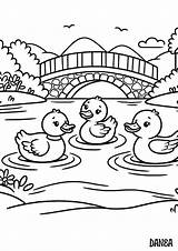 Ducks In A Pond Coloring Page  Kids Printable Etsy sketch template