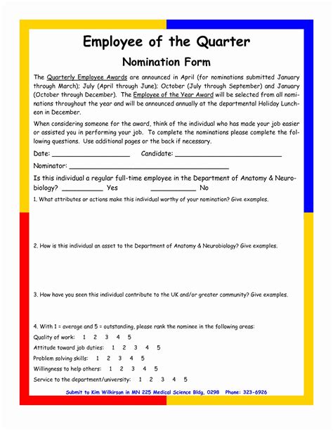 Employee Of the Month Nomination form Template Best Of Best S Of Employee Recognition Nomination ...