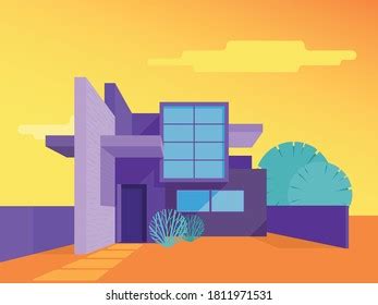 Minimalist Contemporary House Illustration Mediterranean Architecture ...