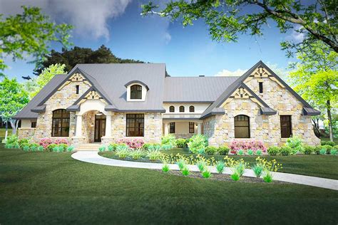 Stone Clad House Plan with 2 Bonus Rooms - 16892WG | Architectural ...