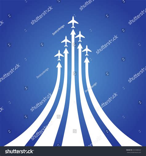 Vector Illustration Flight Airplane Vapor Trail Stock Vector (Royalty Free) 301848422